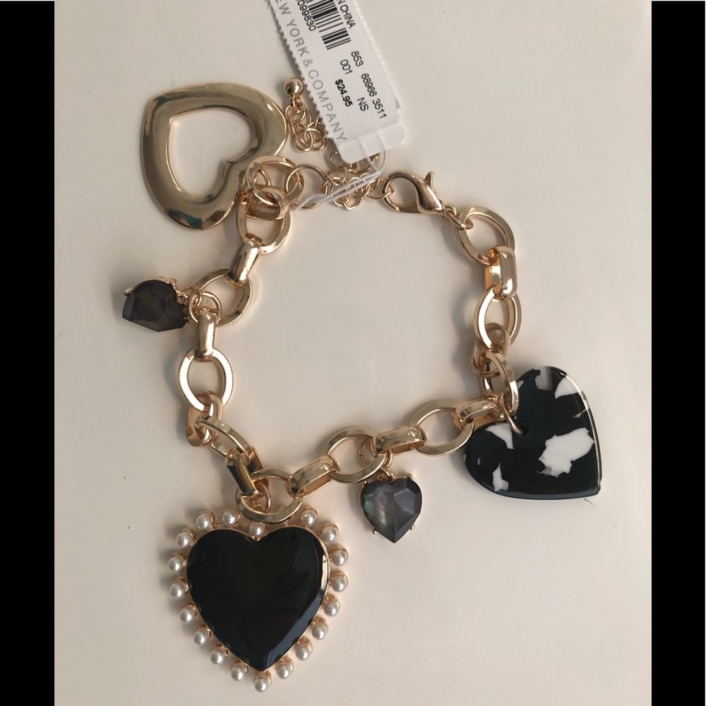 New York and company black and gold charm bracelet